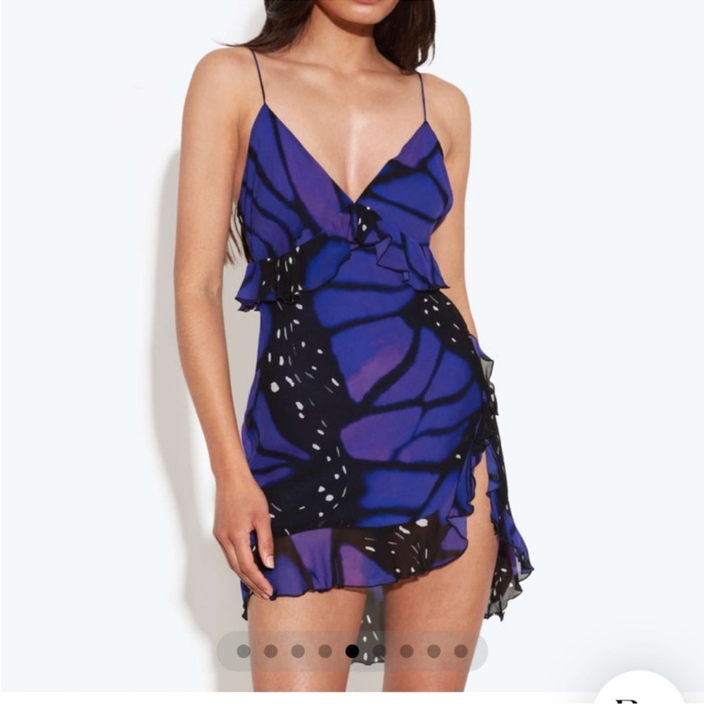 NWT Rat & Boa Beatriz Dress New Purple Mini Silk Black Butterfly Small Cocktail - Picture 7 of 13